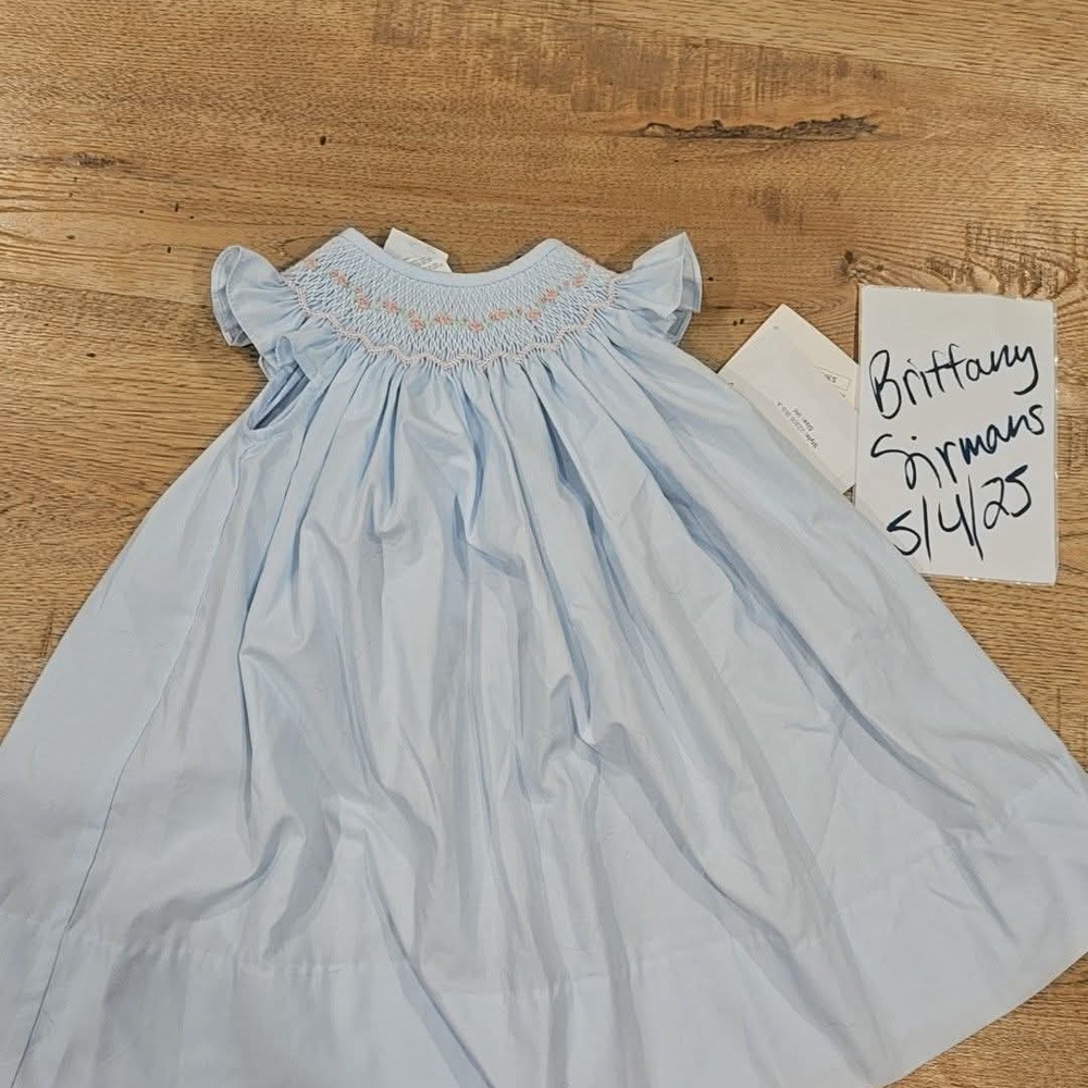 Blue Smocked Flutter Sleeve Sundress